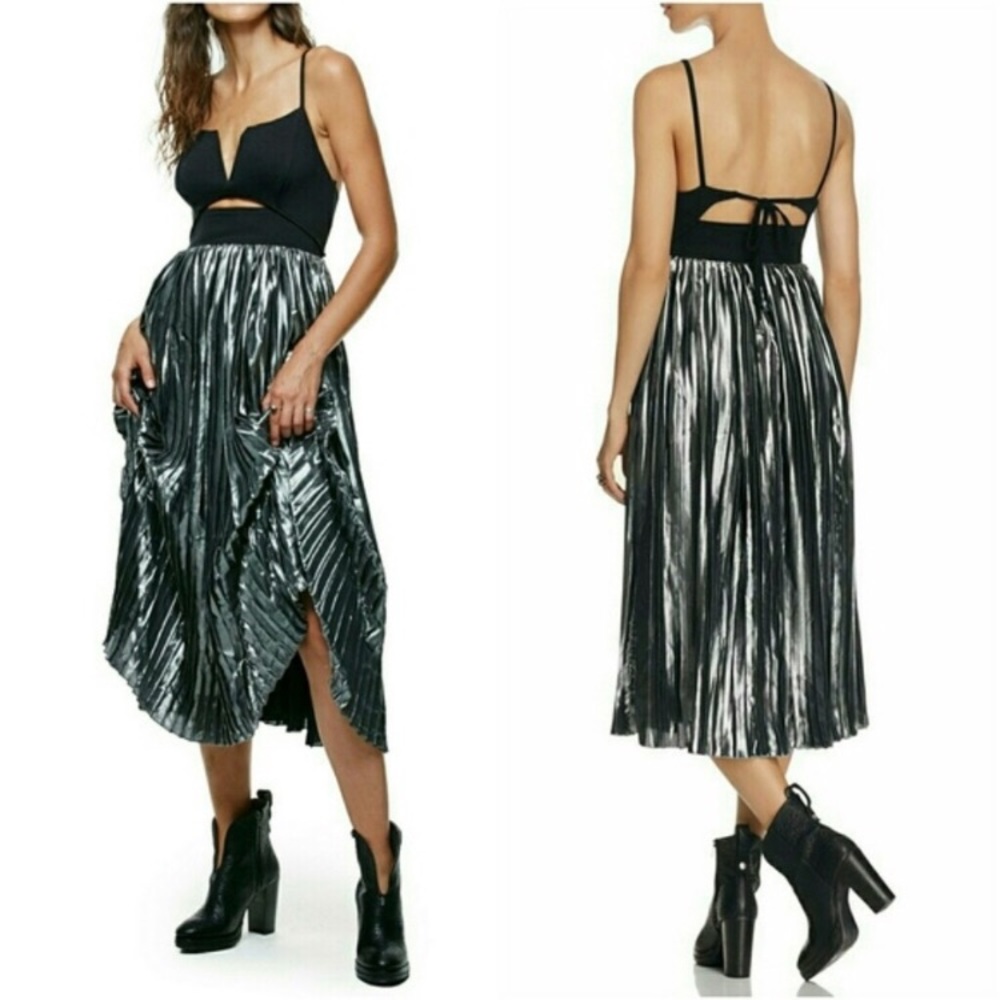 💕HP🎉NWT Free People Piper Pleated midi dress, S - Picture 2 of 4